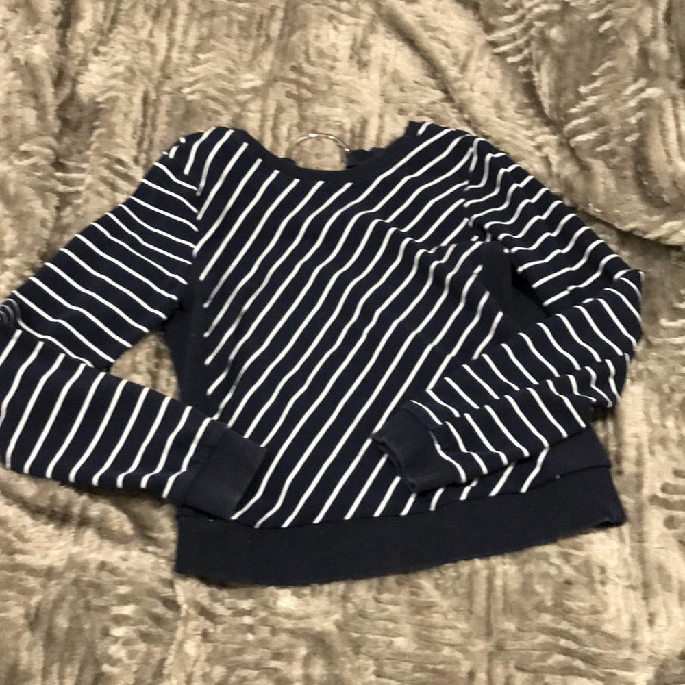 Code X Mode -Striped Open Back Sweatshirt- Size: … - image 1